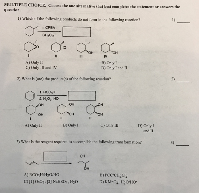 Solved Which Of The Following Products Do Not Form In The Chegg