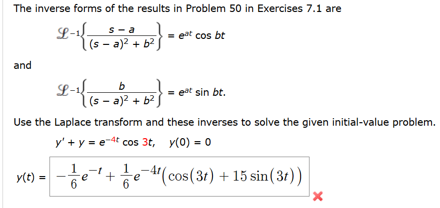 Solved The inverse forms of the results in Problem 50 in | Chegg.com