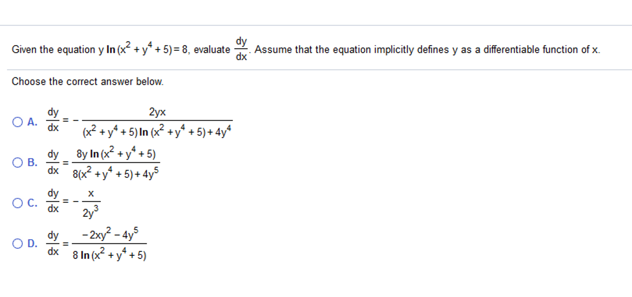 solved-given-the-equation-y-ln-x-2-y-4-5-8-evaluate-chegg