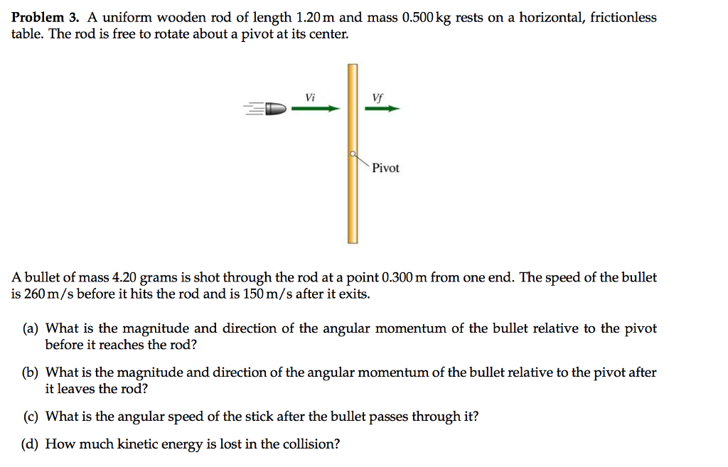 Solved Problem 3. A uniform wooden rod of length 1.20m and | Chegg.com