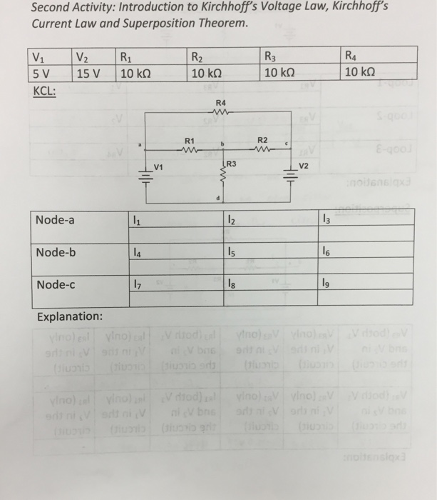 Solved Second Activity Introduction to Kirchhoff's Voltage