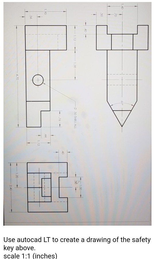 Solved Use autocad LT to create a drawing of the safety key