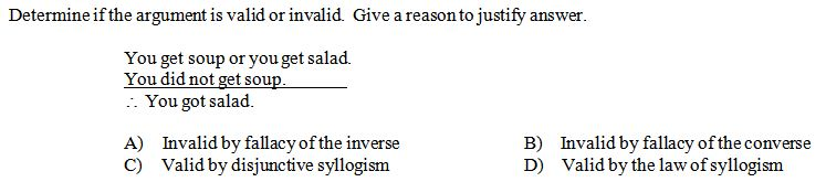 Solved Determine if the argument is valid or invalid. Give a | Chegg.com