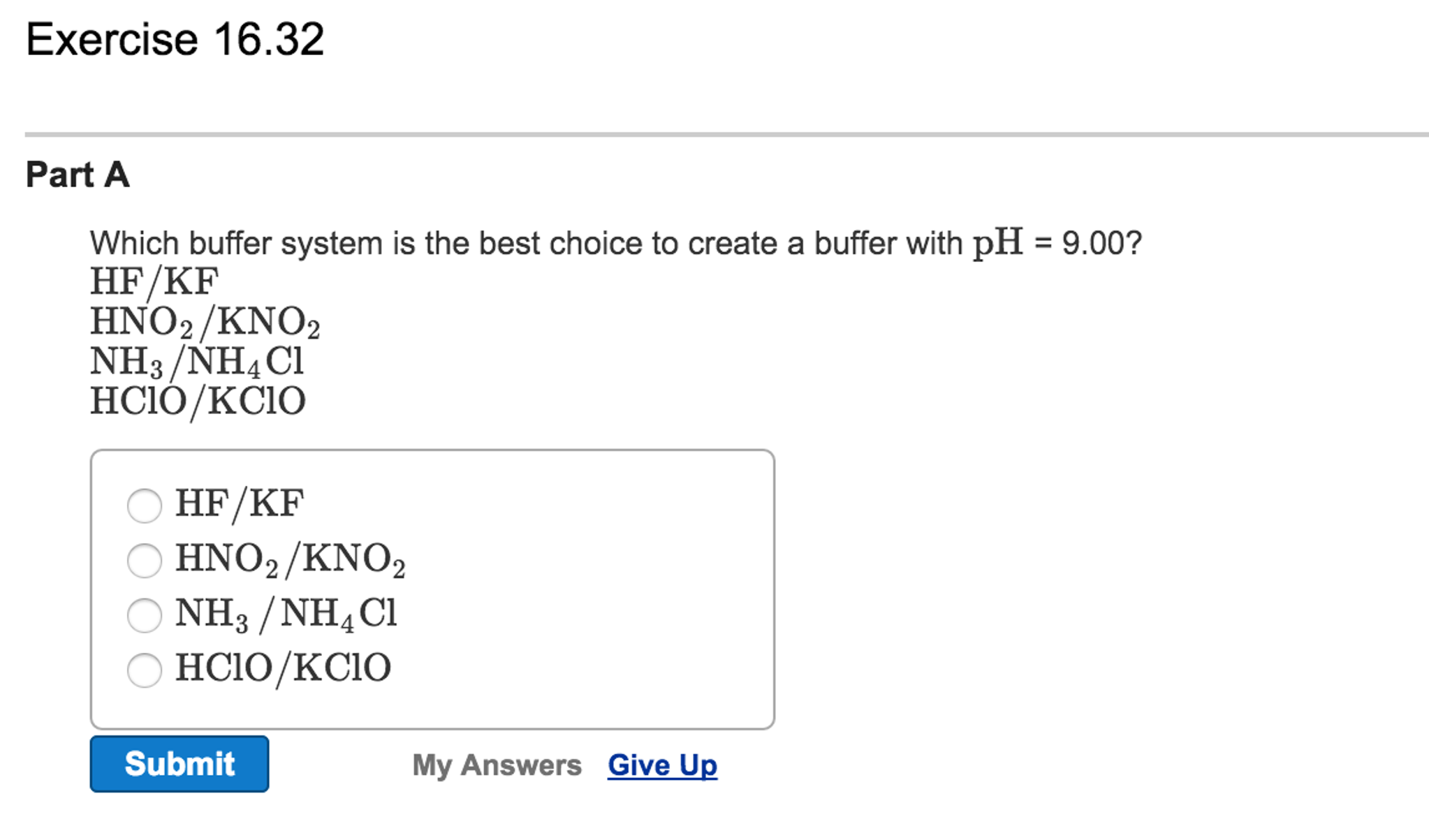 Solved Which buffer system is the best choice to create a