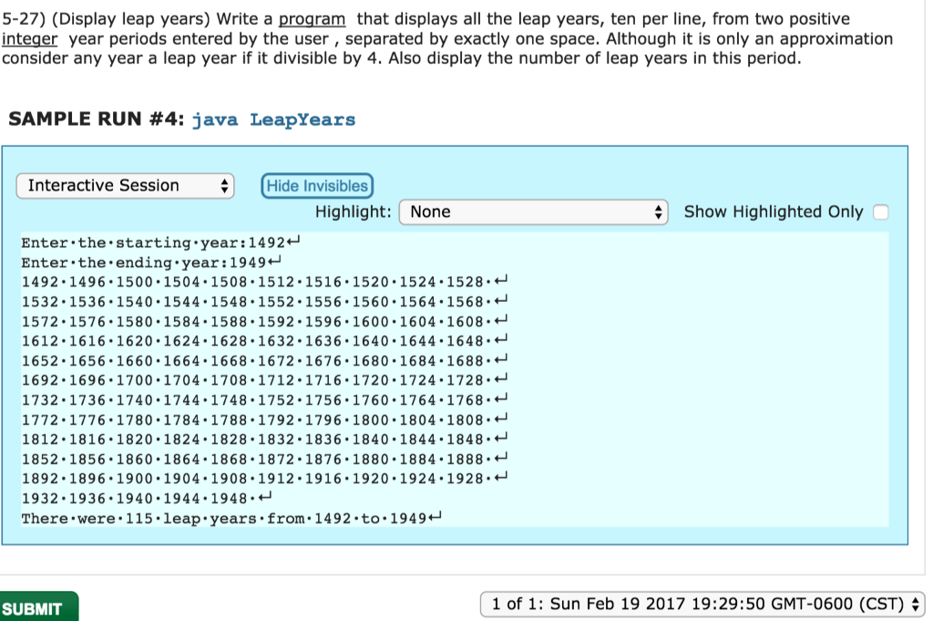 Solved Write a program that displays all the leap years, ten