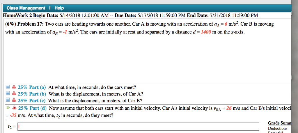 Solved Class Management I Help HomeWork 2 Begin Date: | Chegg.com