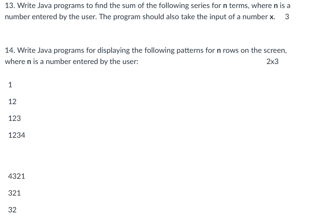 Solved 13. Write Java programs to find the sum of the | Chegg.com