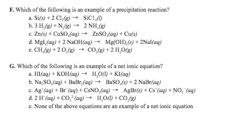 Solved E. Which of the following is an example of a | Chegg.com