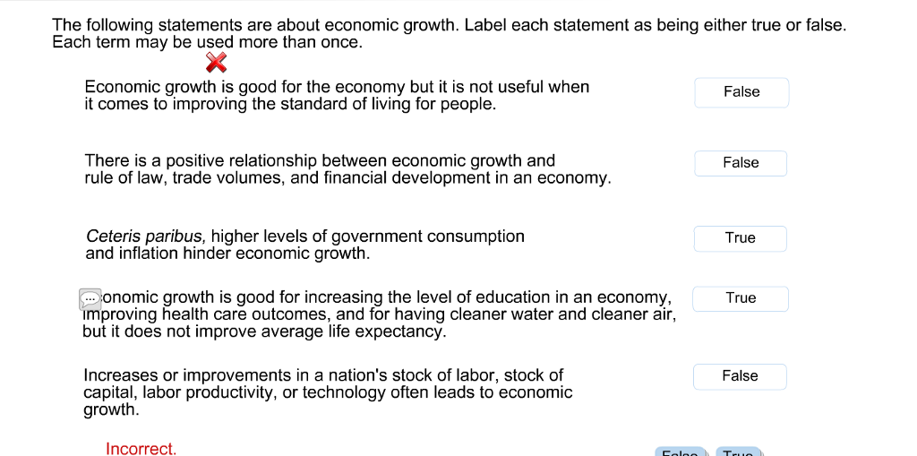 Solved The following statements are about economic growth. | Chegg.com