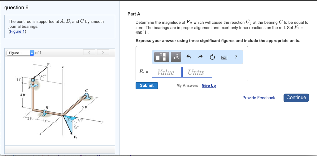 Solved The bent rod is supported at A, B, and C by smooth | Chegg.com