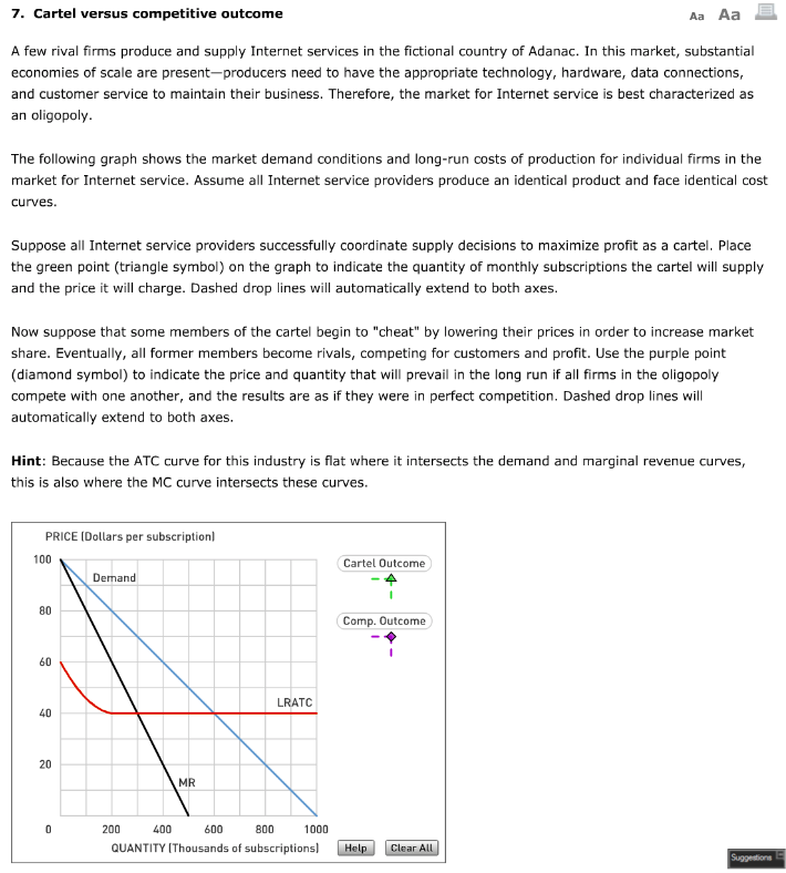 Solved GRAPH THE CARTEL OUTCOME AND COMPTETITIVE OUTCOME: | Chegg.com