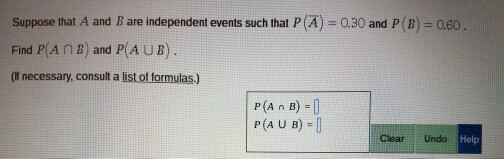 Solved Suppose That A And B Are Independent Events Such That | Chegg.com