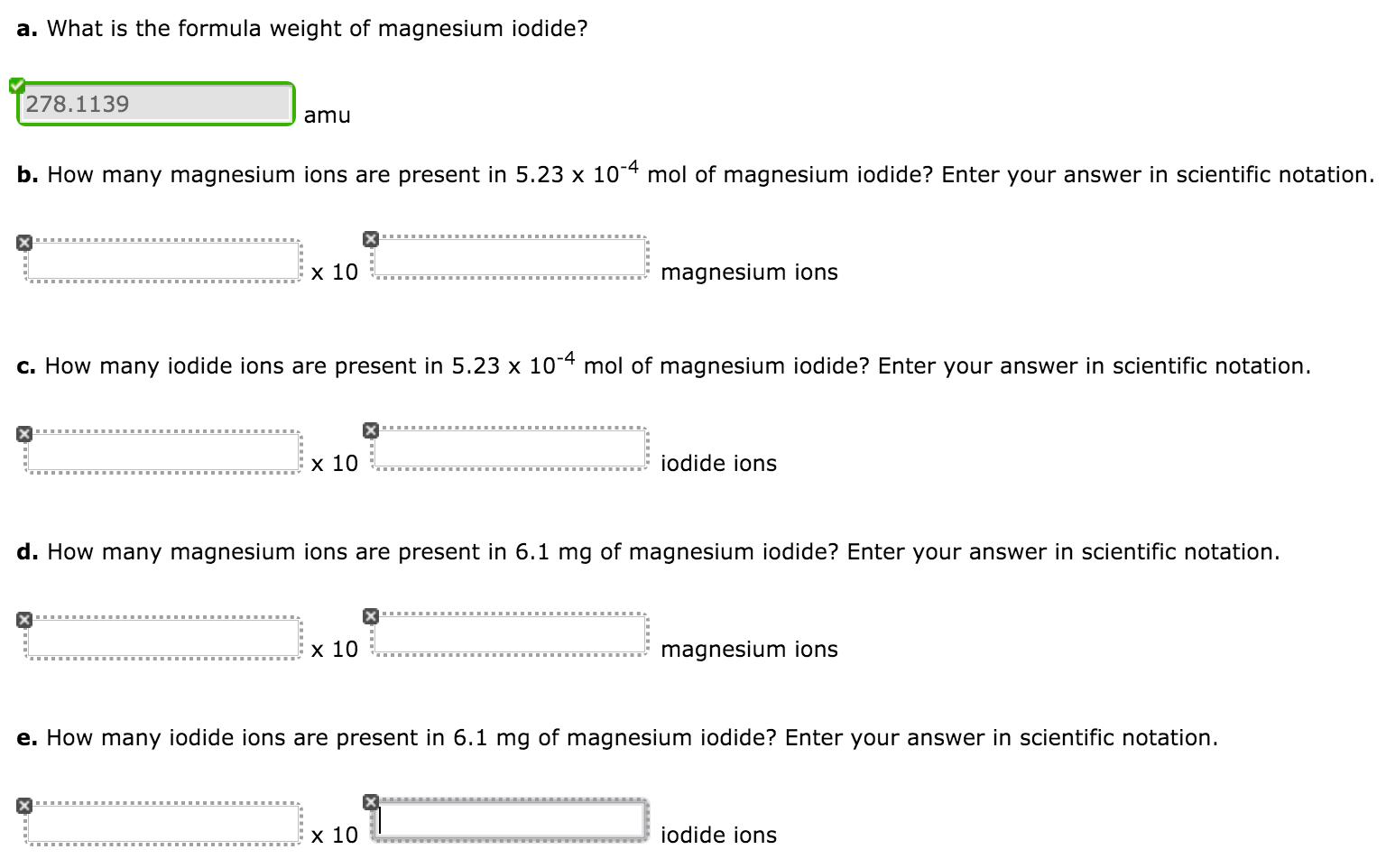 Solved What is the formula weight of magnesium iodide? How