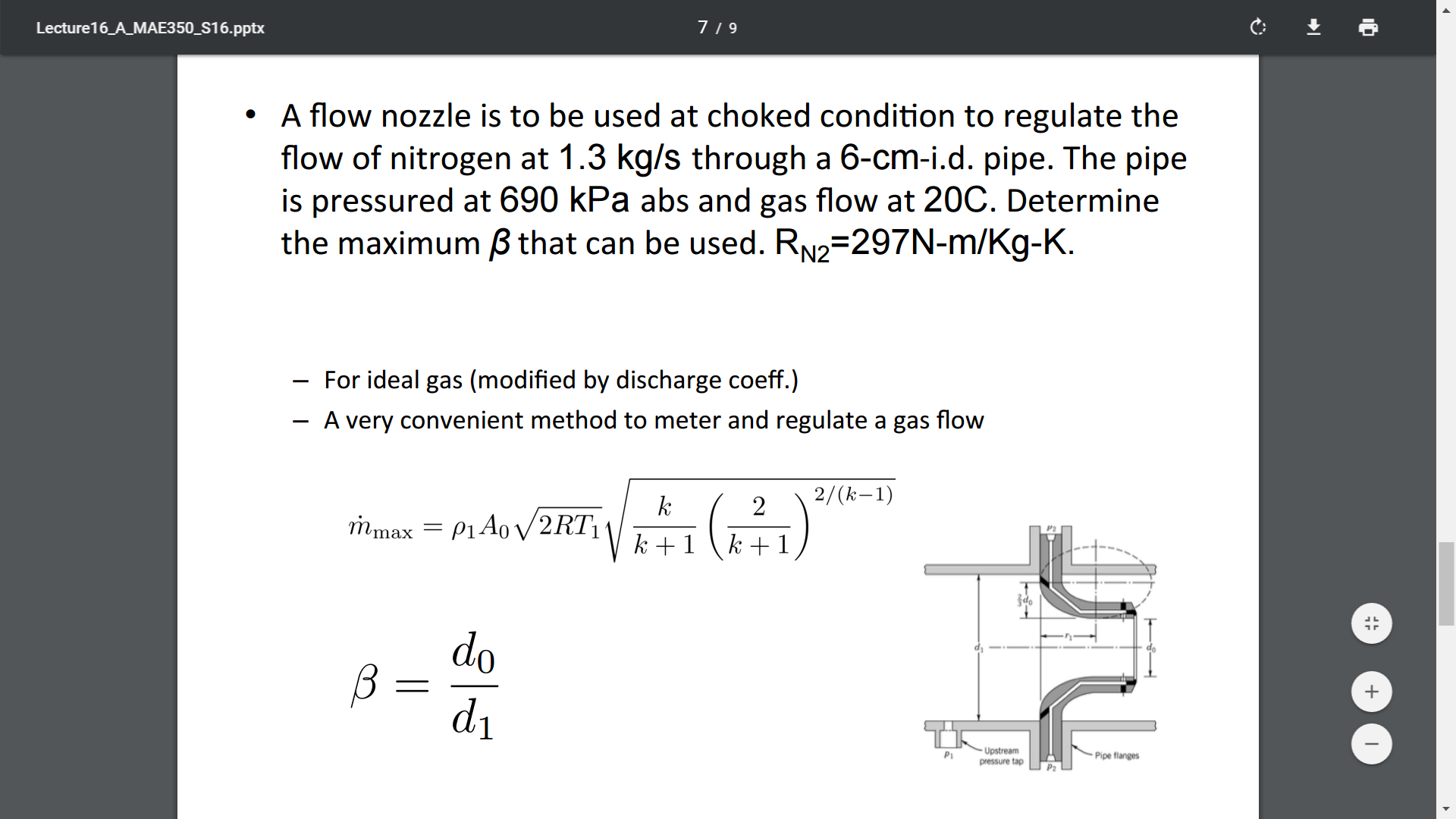 Solved A flow nozzle is to be used at choked condition to | Chegg.com