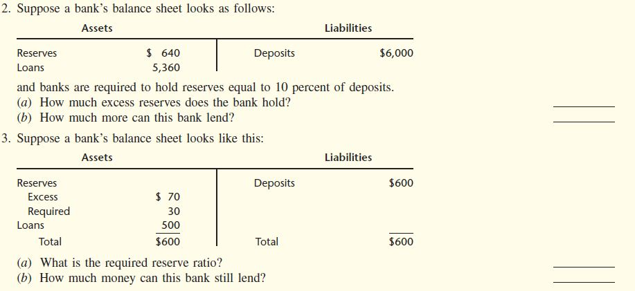 Solved Suppose A Bank S Balance Sheet Looks As Follows 7212