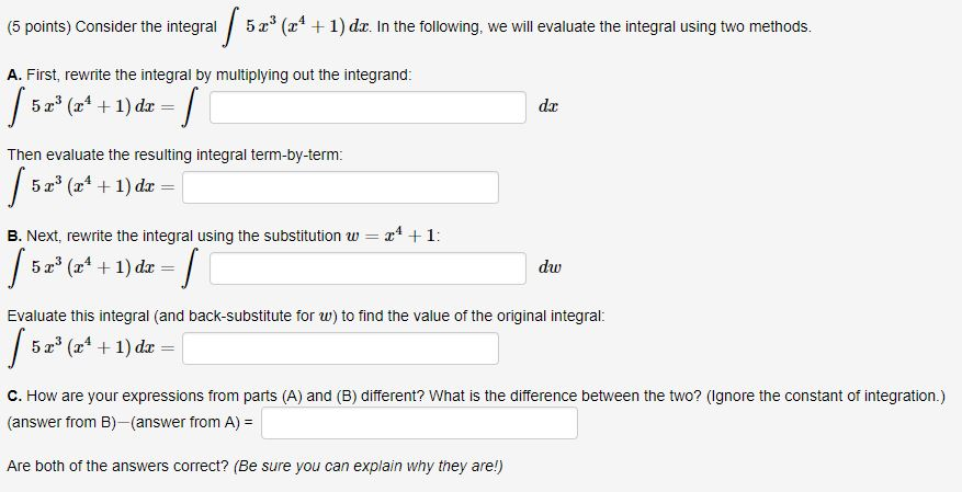 Solved (5 points) Consider the integral+1) dz. In the | Chegg.com