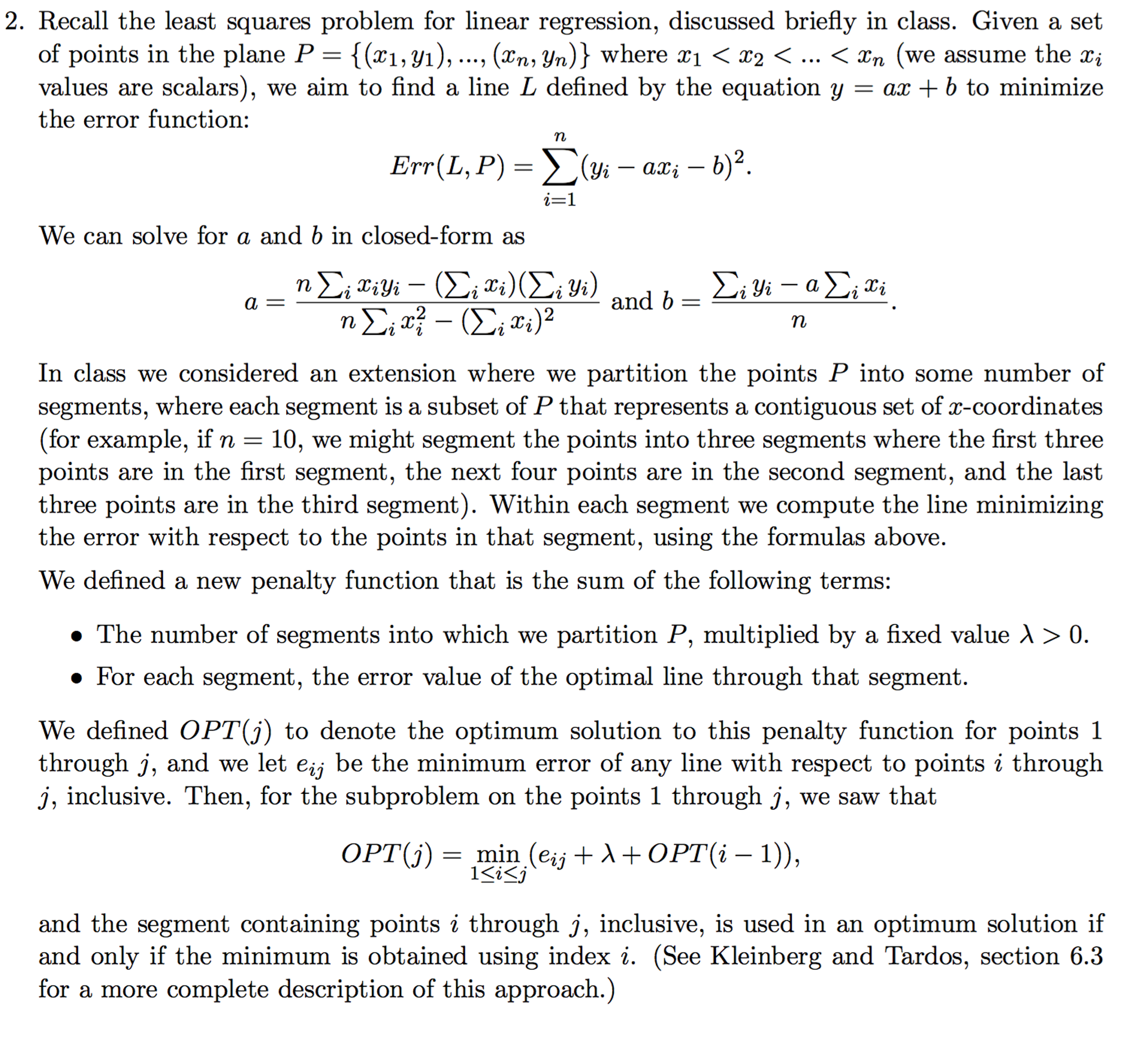 Recall the least squares problem for linear | Chegg.com