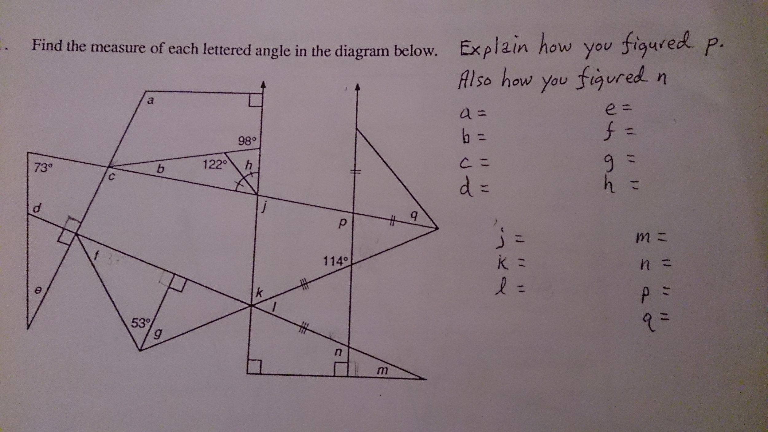 SOLVED:Find The Measure Of Each Lettered Angle