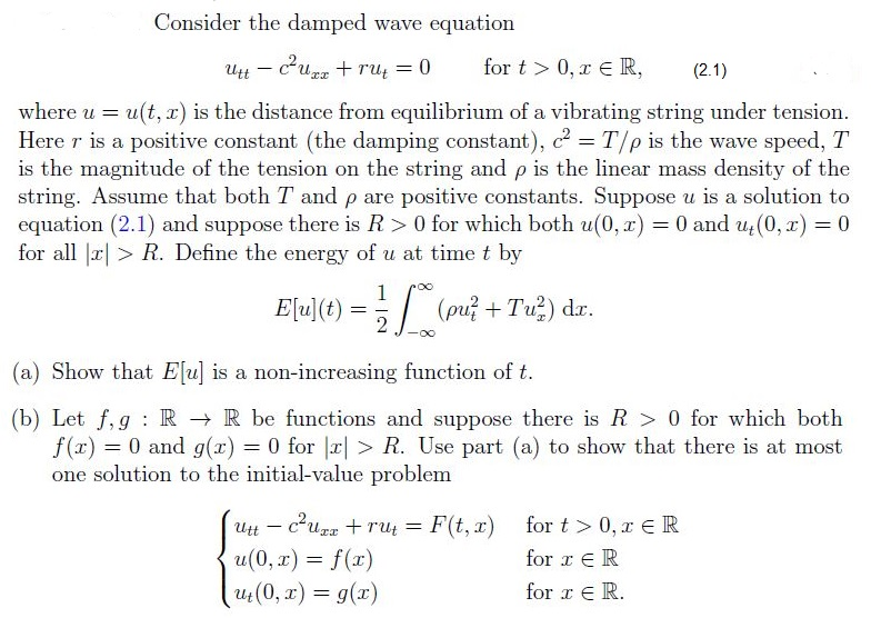 Consider the damped wave equation u_tt c^2u_xx +