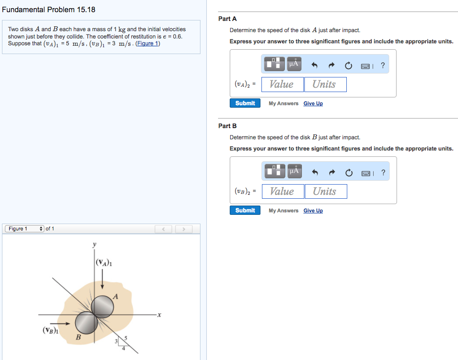 Solved Two disks A and B each have a mass of 1 kg and the | Chegg.com