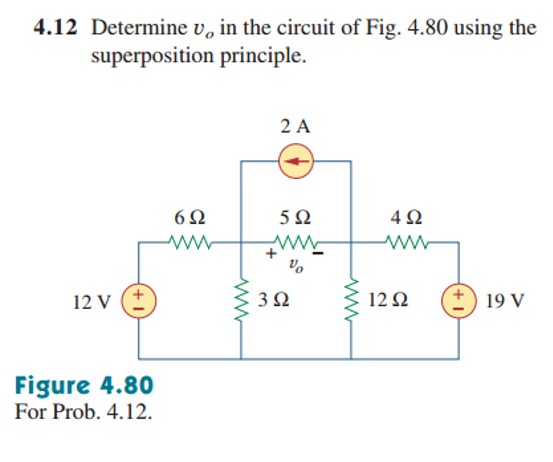 Solved 4.12 Determine v, in the circuit of Fig. 4.80 using | Chegg.com