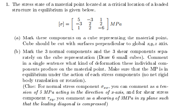1 The St Ress St Ate Of A Material Point Lo Cated At Chegg
