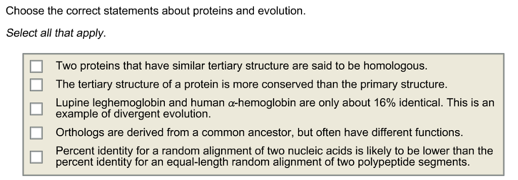 Solved Choose the correct statements about proteins and | Chegg.com