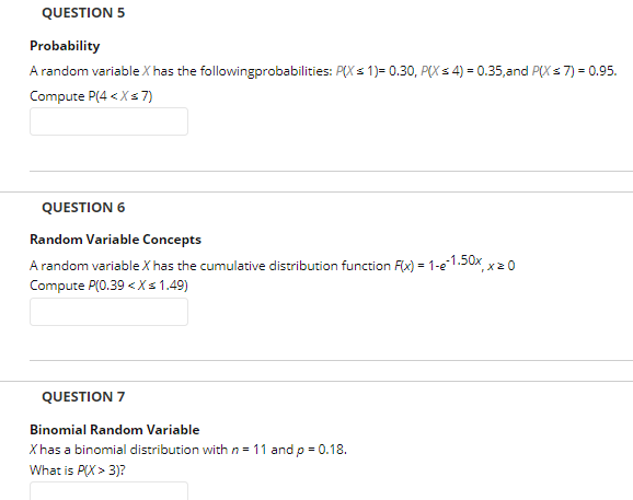 Solved QUESTION 5 Probability A random variable X has the | Chegg.com