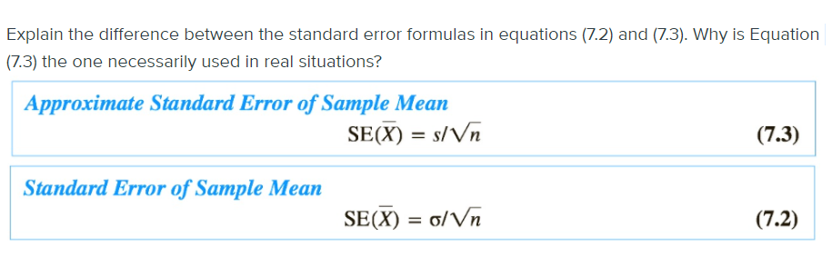 Solved Explain the difference between the standard error | Chegg.com