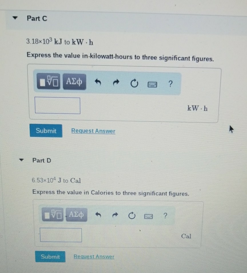 Solved Part A 339 cal to kJ Express the value in.kilojoules