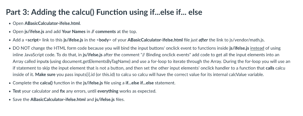 Solved I need help to compile a calculator with Javascript. | Chegg.com