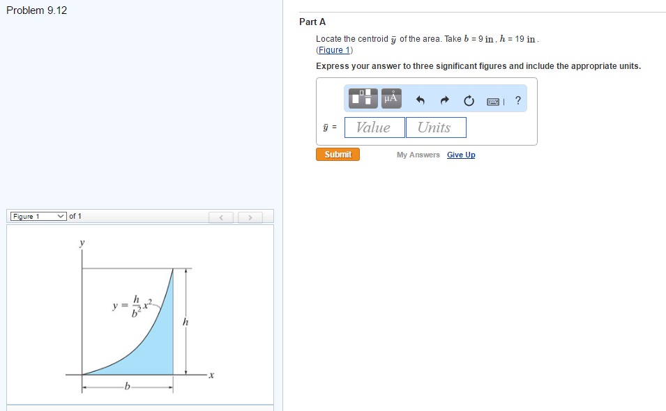 Solved Part A Locate The Centroid Y¯ Of The Area. Take B = 9 | Chegg.com