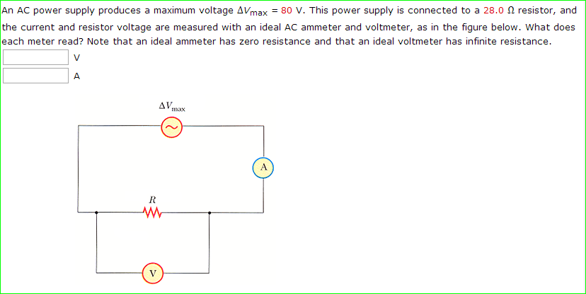 Solved An AC power supply produces a maximum voltage delta | Chegg.com