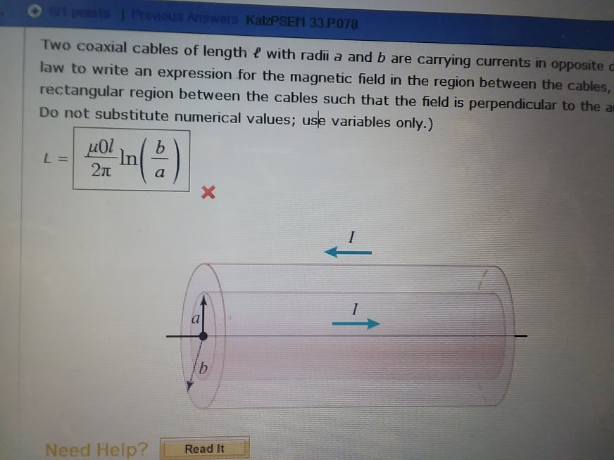 Solved Two Coaxial Cables Of Length ? With Radii A And B Are | Chegg.com