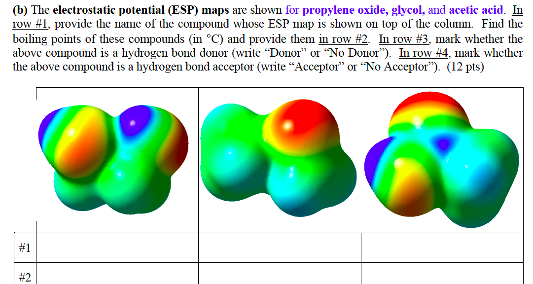 solved-the-electrostatic-potential-esp-maps-are-shown-for-chegg