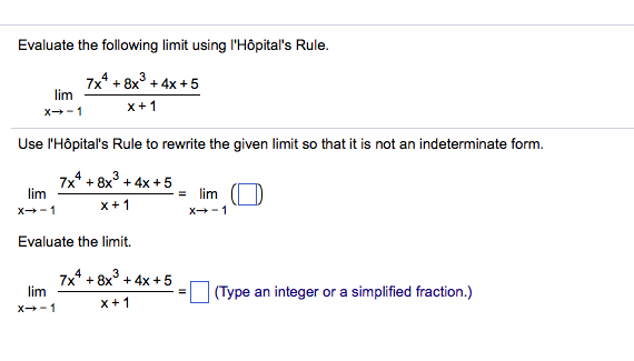 Solved Evaluate The Following Limit Using Lhopitals Rule