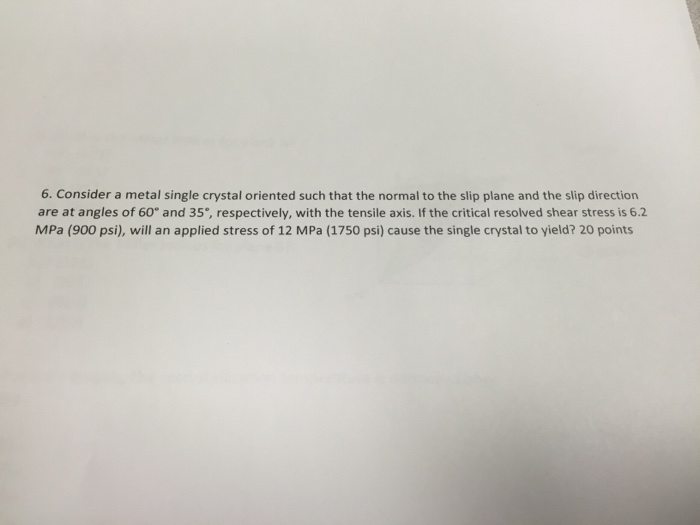Solved Consider a metal single crystal oriented such that