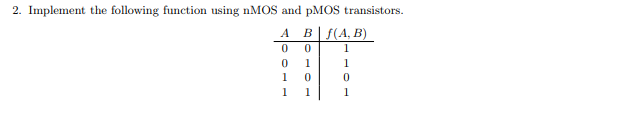 Solved 2. Implement the following function using nMOS and | Chegg.com