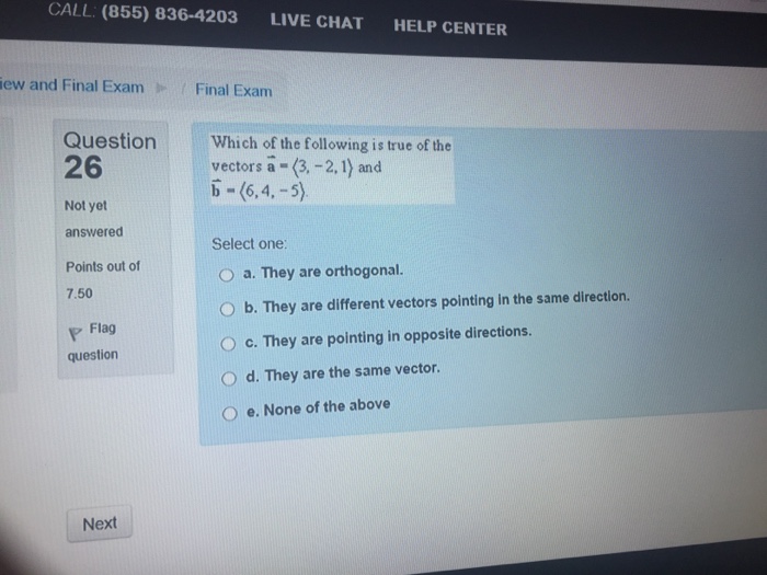 which one of the following situations involves a vector