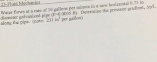 Solved Water flows at a rate of 10 gallons per minute in a | Chegg.com