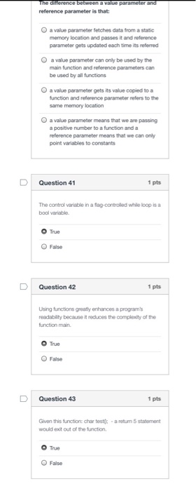Solved The difference between a value parameter and | Chegg.com