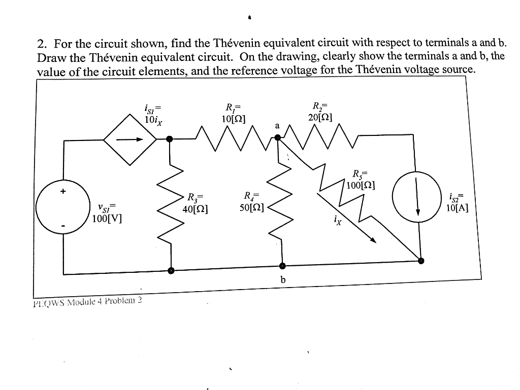 Solved For the circuit shown, find the Thevenin equivaalent | Chegg.com