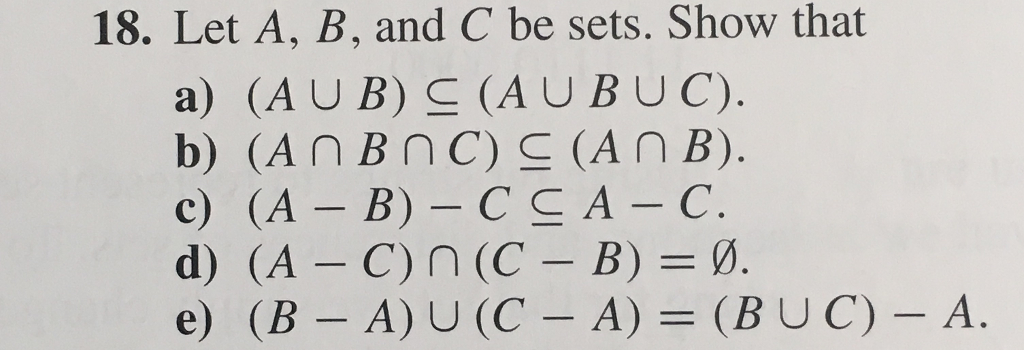 Solved Let A, B, And C Be Sets. Show That (AUB) (A U B U | Chegg.com