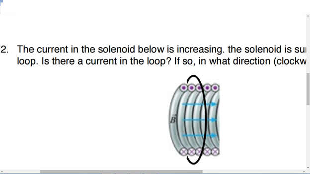 Solved The current in the solenoid below is increasing. the | Chegg.com