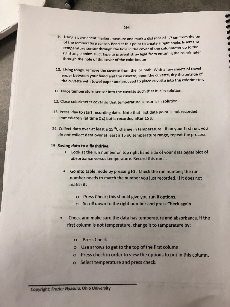 Solved 204 Equilibrium Mixture Preparation 1. Rinse cuvette