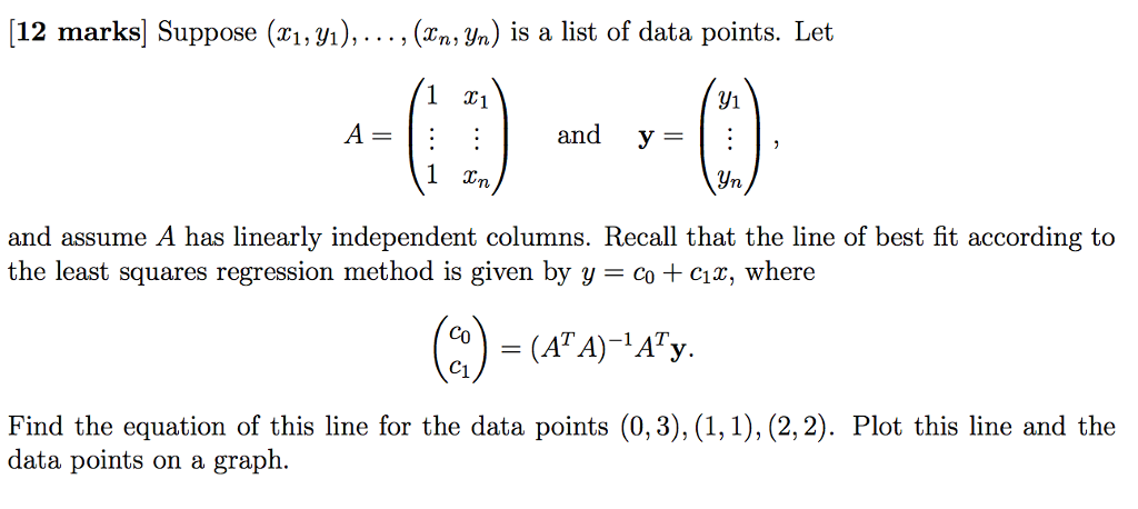 Solved Suppose (x_1, y_1), ellipsis (x_n, y_n) is a list of | Chegg.com