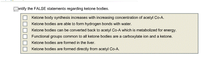 The FALSE statements regarding ketone bodies. | Chegg.com