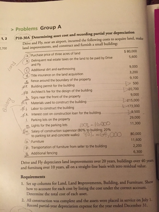 Solved Problems Group A 1, 2 (P10-30A etermining asset cost | Chegg.com