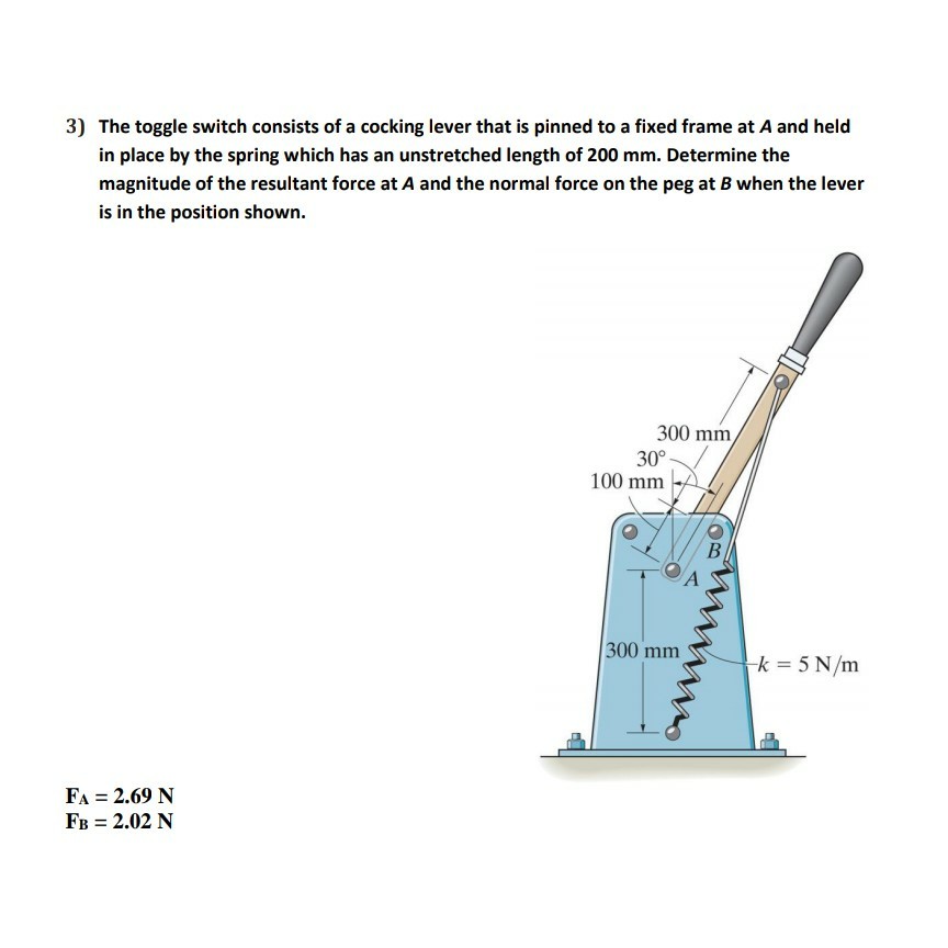 Solved 3) The toggle switch consists of a cocking lever that