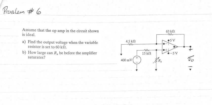 Solved Assume that the op amp in the circuit shown is ideal | Chegg.com